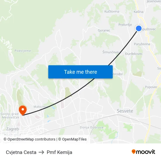 Cvjetna Cesta to Pmf Kemija map