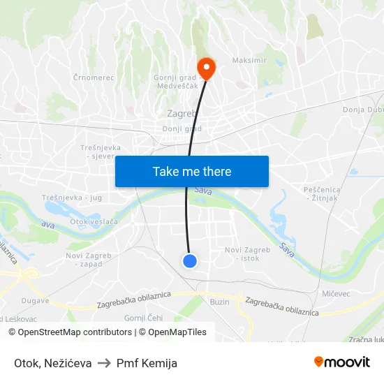 Otok, Nežićeva to Pmf Kemija map