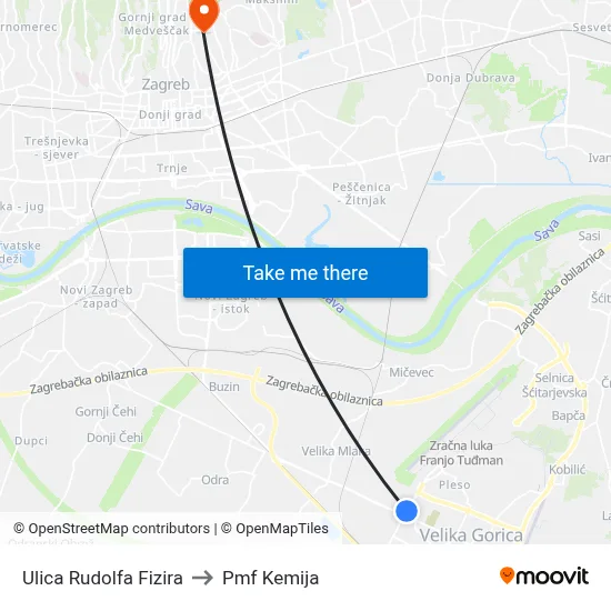 Ulica Rudolfa Fizira to Pmf Kemija map