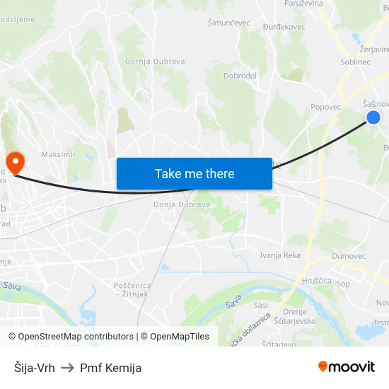 Šija-Vrh to Pmf Kemija map