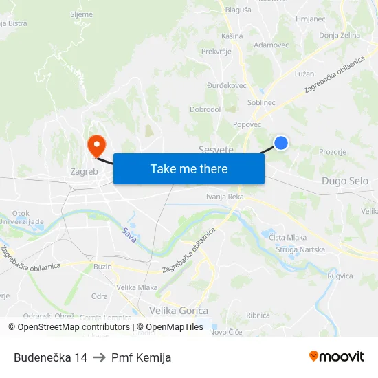 Budenečka 14 to Pmf Kemija map