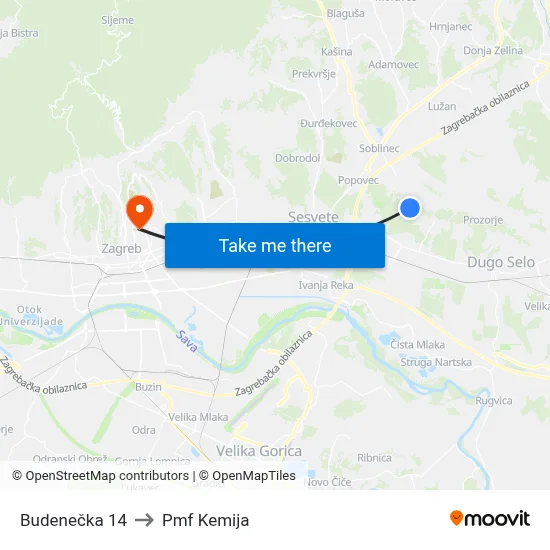 Budenečka 14 to Pmf Kemija map