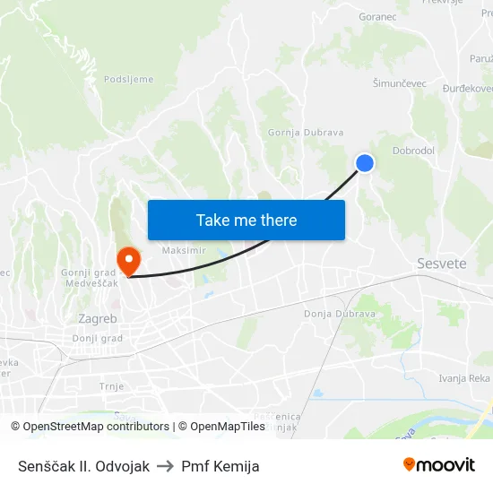 Senščak II. Odvojak to Pmf Kemija map