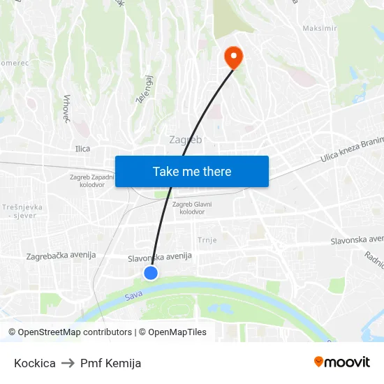 Kockica to Pmf Kemija map