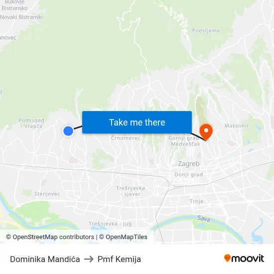 Dominika Mandića to Pmf Kemija map