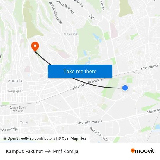 Kampus Fakultet to Pmf Kemija map