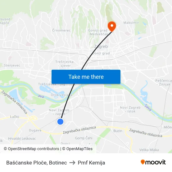 Bašćanske Ploče, Botinec to Pmf Kemija map