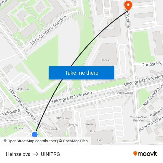 Heinzelova to UINITRG map