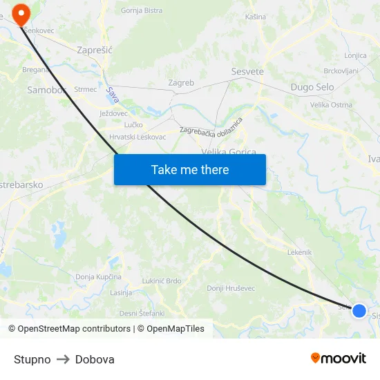 Stupno to Dobova map