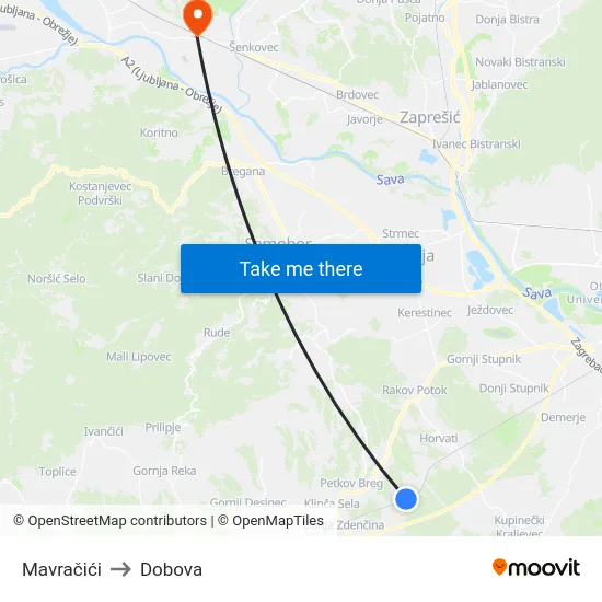 Mavračići to Dobova map