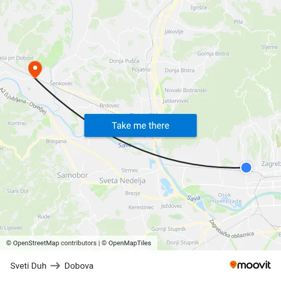 Sveti Duh to Dobova map