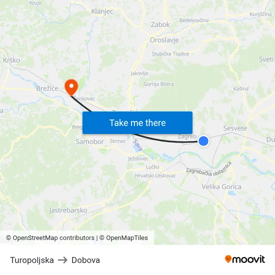 Turopoljska to Dobova map