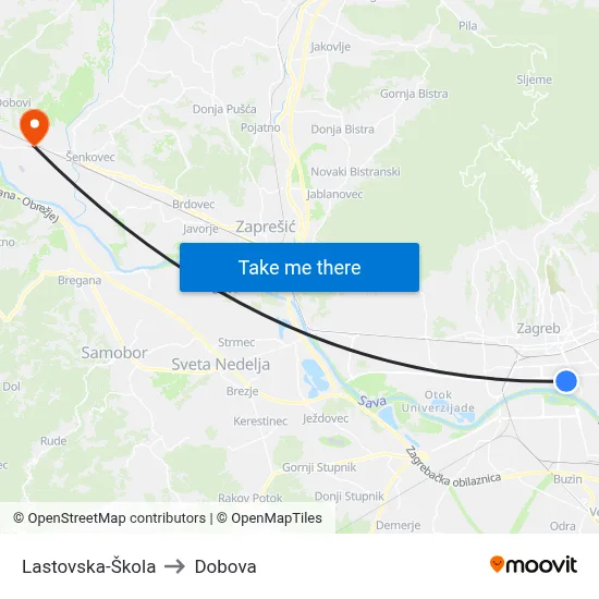 Lastovska-Škola to Dobova map
