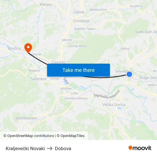 Kraljevečki Novaki to Dobova map