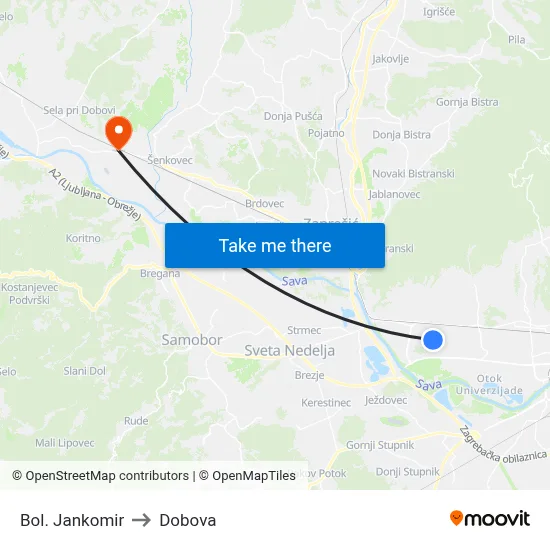 Bol. Jankomir to Dobova map