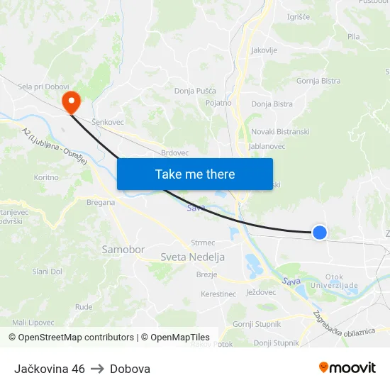Jačkovina 46 to Dobova map