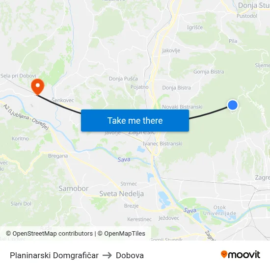 Planinarski Domgrafičar to Dobova map