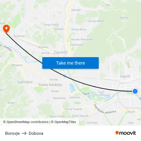 Borovje to Dobova map