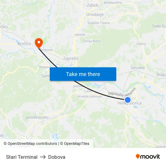 Stari Terminal to Dobova map