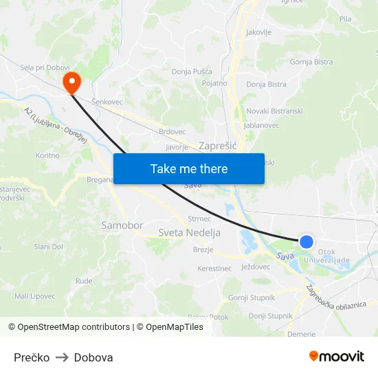 Prečko to Dobova map
