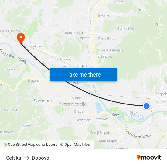 Selska to Dobova map