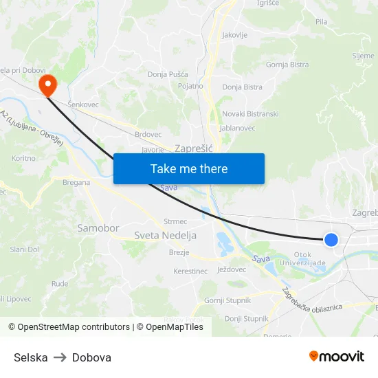 Selska to Dobova map