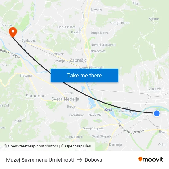Muzej Suvremene Umjetnosti to Dobova map
