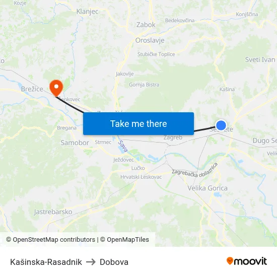 Kašinska-Rasadnik to Dobova map
