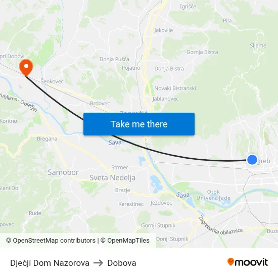 Dječji Dom Nazorova to Dobova map