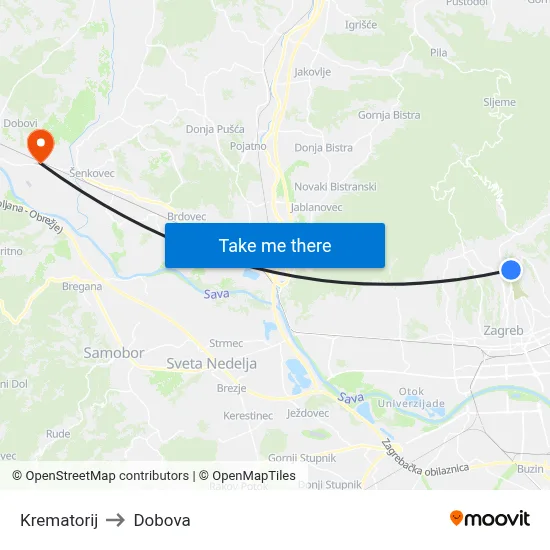 Krematorij to Dobova map
