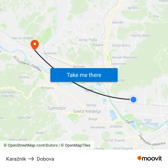 Karažnik to Dobova map