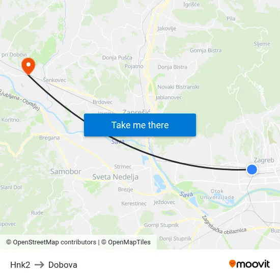 Hnk2 to Dobova map