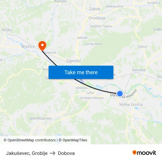 Jakuševec, Groblje to Dobova map