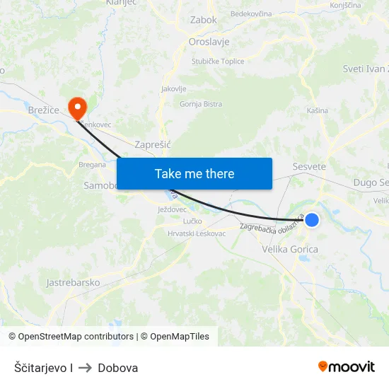 Ščitarjevo I to Dobova map