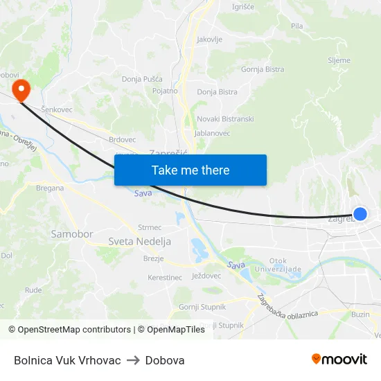 Bolnica Vuk Vrhovac to Dobova map