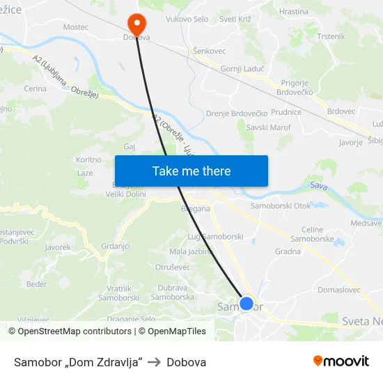 Samobor „Dom Zdravlja“ to Dobova map