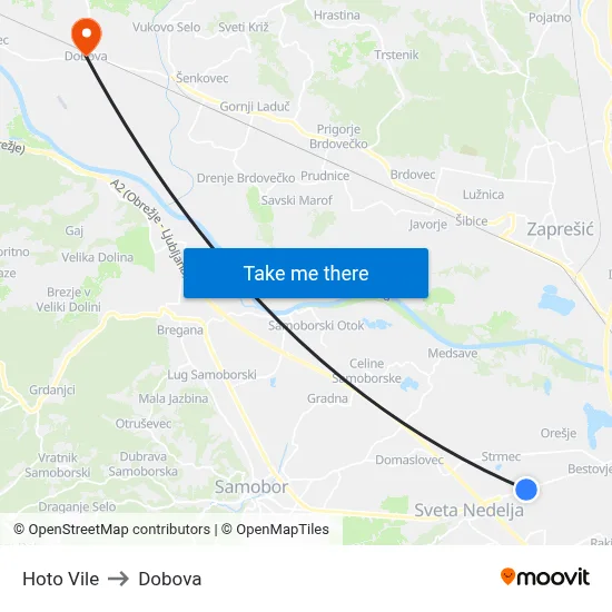 Hoto Vile to Dobova map