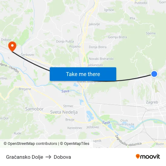 Gračansko Dolje to Dobova map
