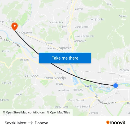 Savski Most to Dobova map