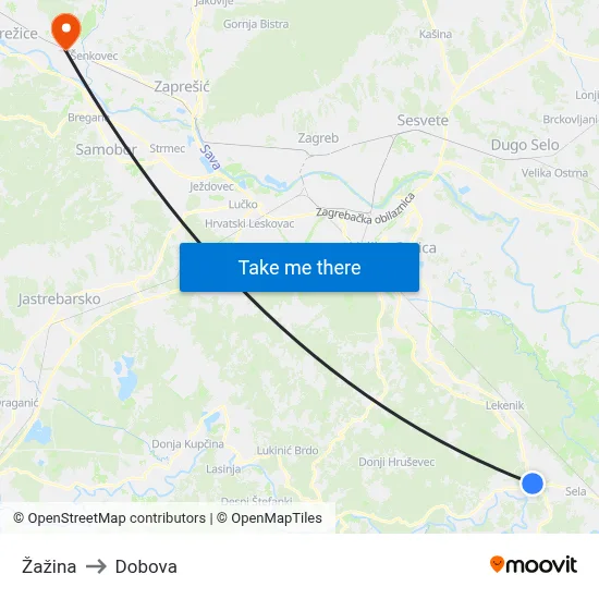 Žažina to Dobova map