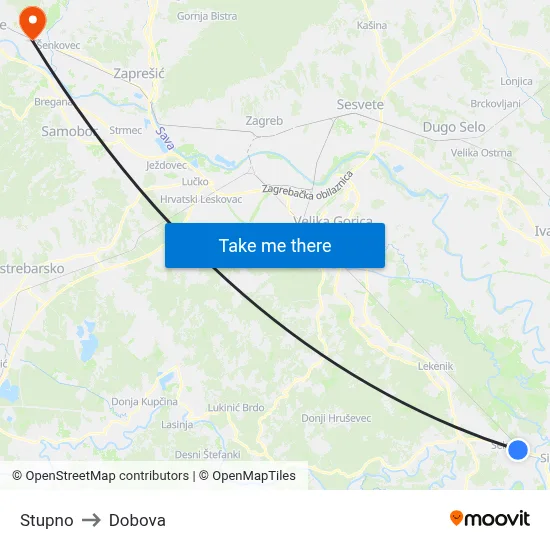 Stupno to Dobova map
