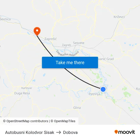 Autobusni Kolodvor Sisak to Dobova map