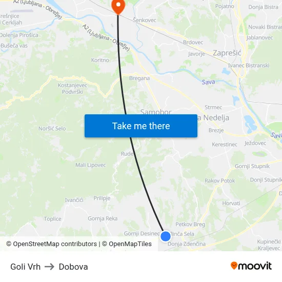 Goli Vrh to Dobova map