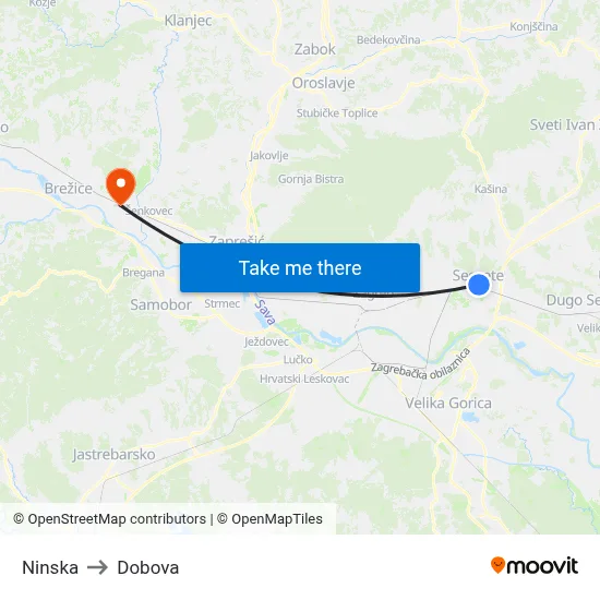 Ninska to Dobova map