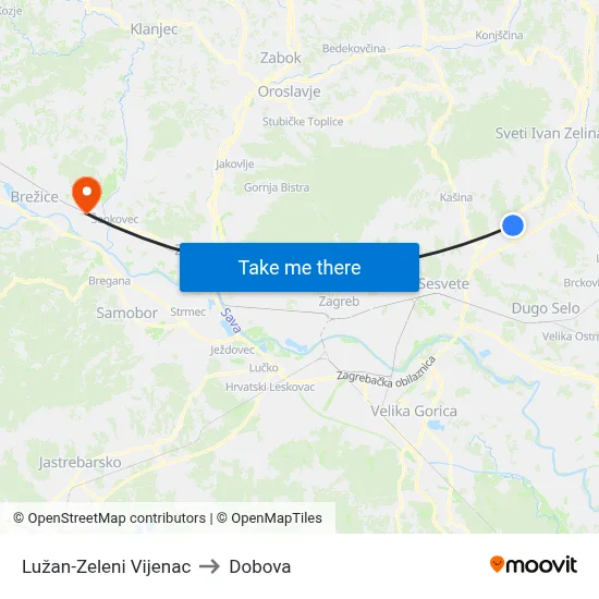 Lužan-Zeleni Vijenac to Dobova map