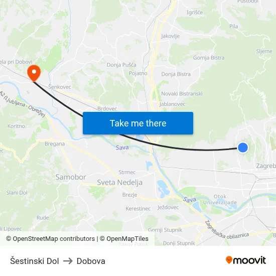 Šestinski Dol to Dobova map