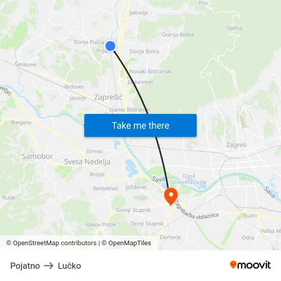 Pojatno to Lučko map
