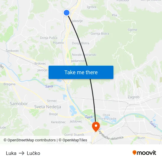 Luka to Lučko map