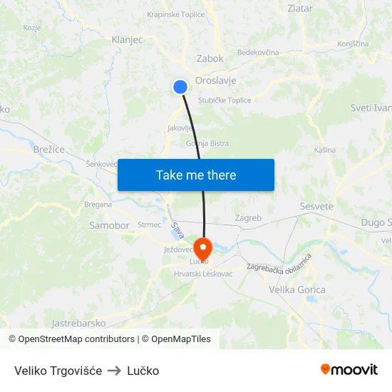 Veliko Trgovišće to Lučko map
