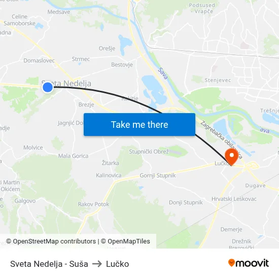 Sveta Nedelja - Suša to Lučko map